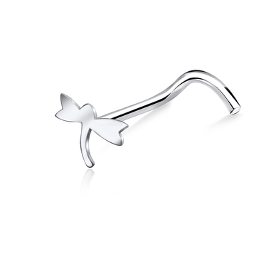 Dragonfly Shaped Silver Curved Nose Stud NSKB-137